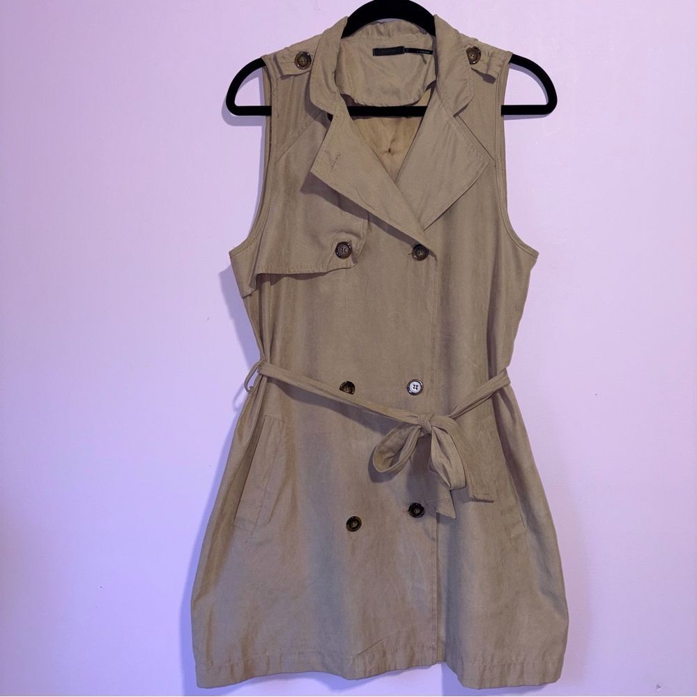 Poetry Trench Mini Dress Women L Poetcore Neutral Contemporary Office Minimalist